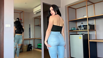 Sexy step-sister seeks advice on jeans and offers herself for passionate encounter