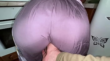 Stepson discovers stepmom's big ass through lifted skirt for anal play